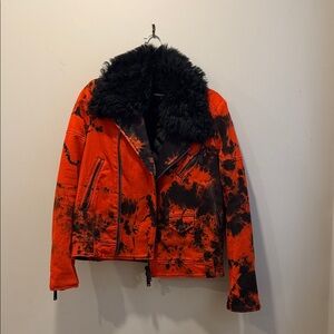 DSQUARED2 Luxurious Black Moto Fur Coat